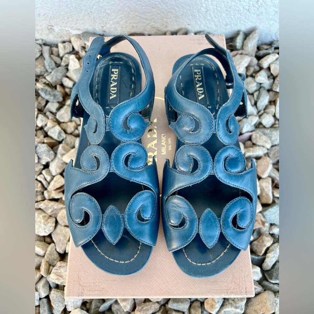Prada blue baroque sandal sz. 37.5